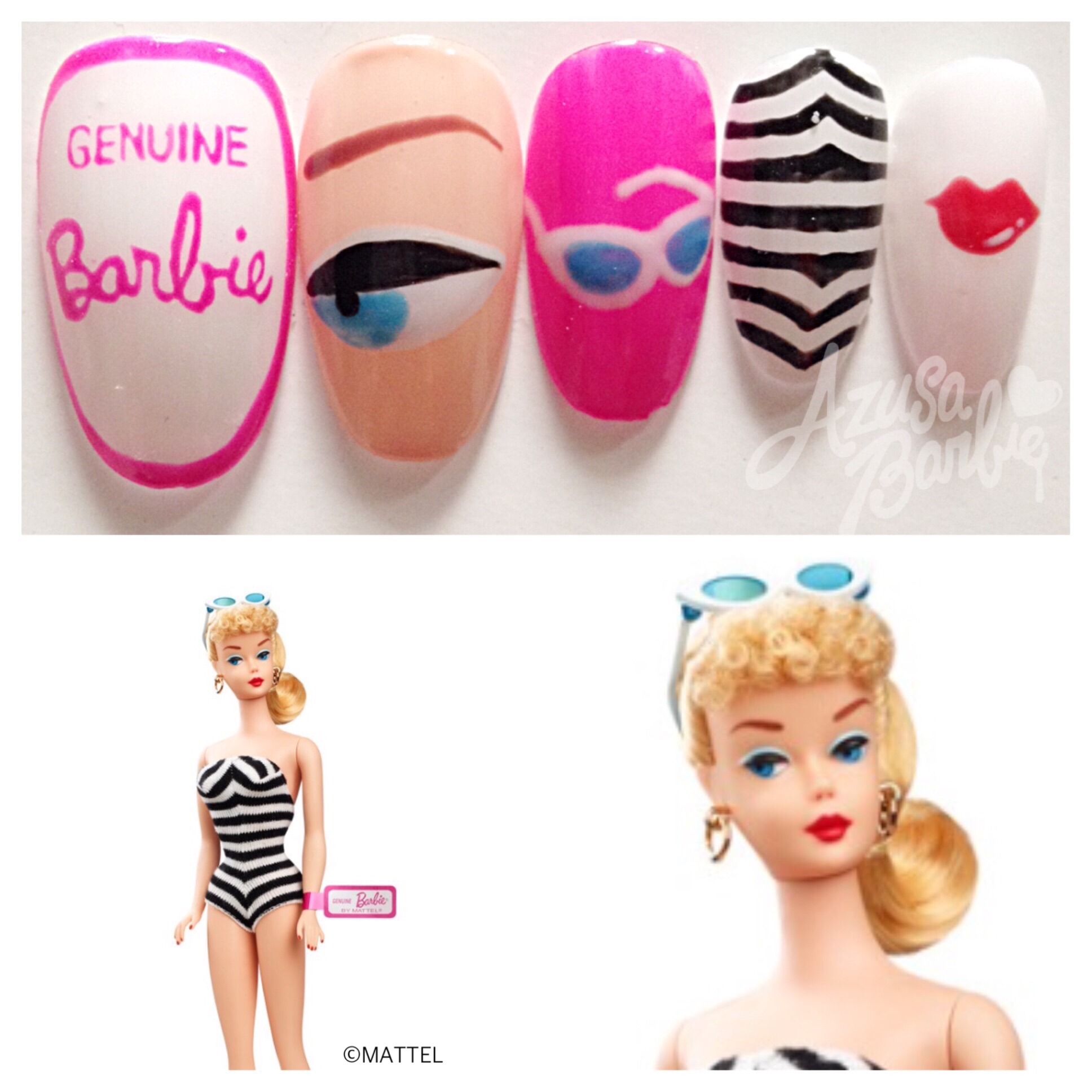 Azusa Barbie » Nails for Black & White Bathing Suit Barbie® Doll♡